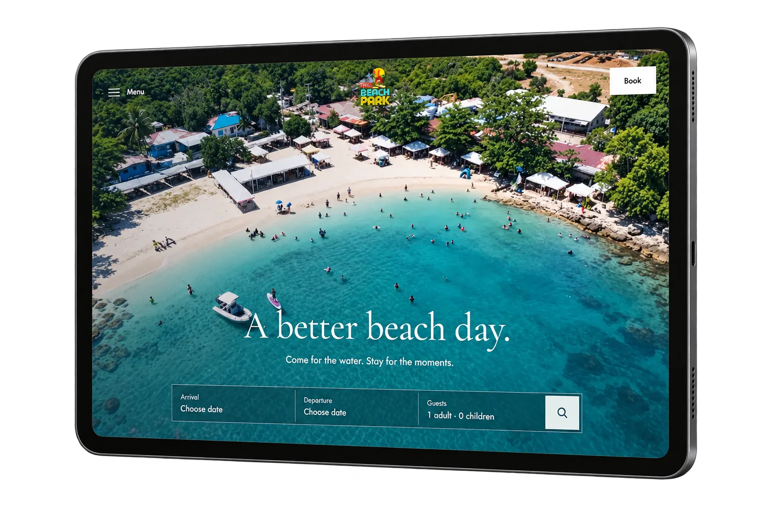 The Beach Park Hadsan displayed on a tablet
